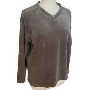 Vintage Catalina Velour Top Gray Grannycore Minimalist Coastal 80s Loungewear-L